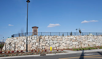 Rockery Retaining Wall at Sierra College Entrance to Rocklin Crossings Shopping Center